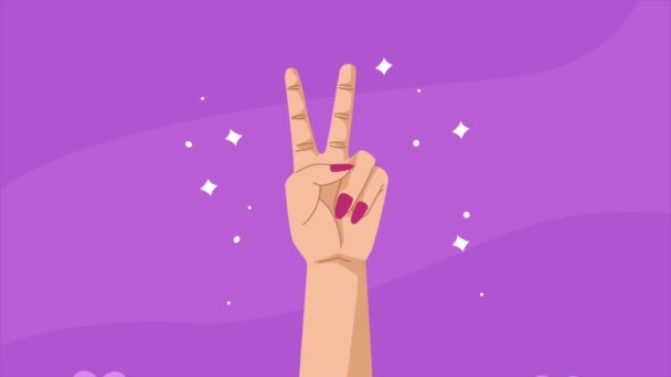 Hand Woman Victory Symbol Animation Video Animated — Stok Video