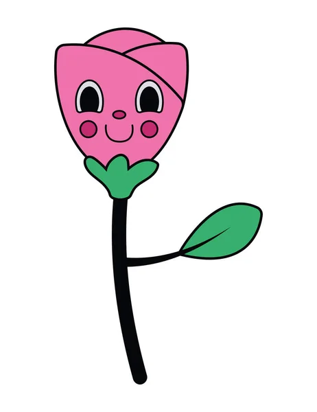 Rose Cartoon Retro Character Icon — Vettoriale Stock