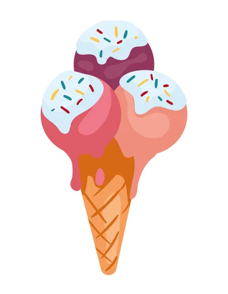 Ice Cream Kegel Geïsoleerd Icoon — Stockvector