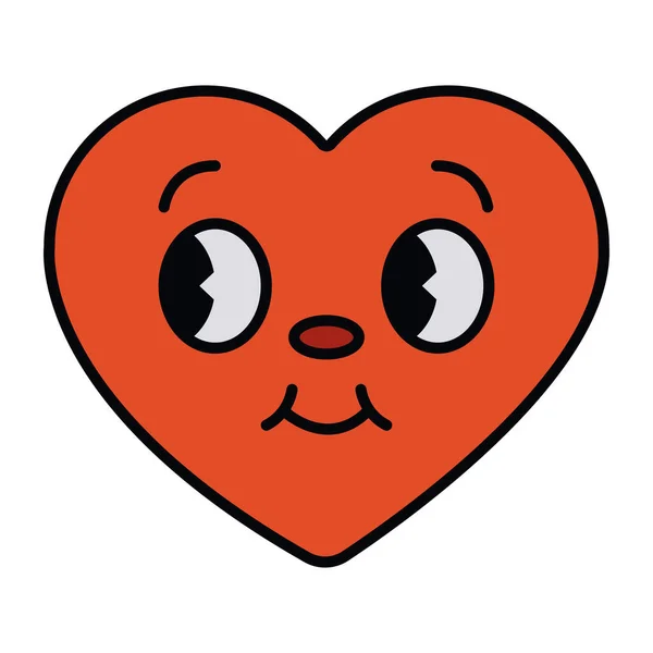 Heart Cartoon Retro Character Icon — Vetor de Stock