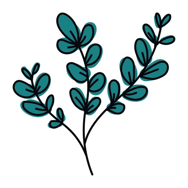 Green Branches Leafs Foliage Icon — Stock Vector