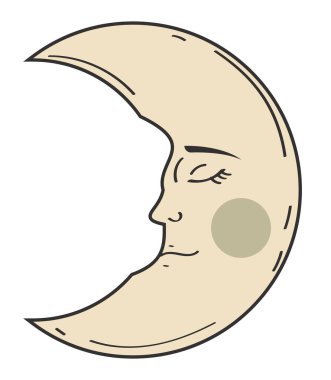 astrology crescent moon retro style
