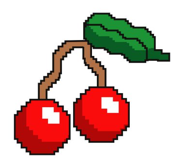 cherries pixel art style icon