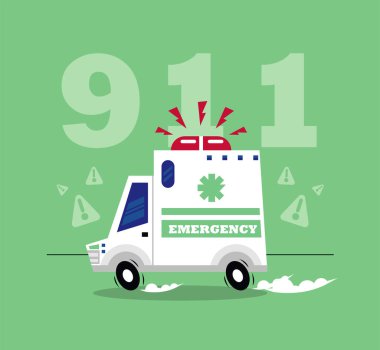 911 and emergency ambulance scene poster