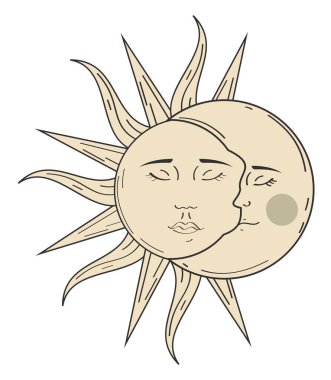 astrology sun and moon retro style