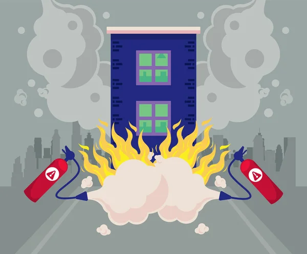 Building Onfire Extinguisher Icon — Stock vektor