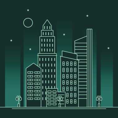 buildings city line green urban scene