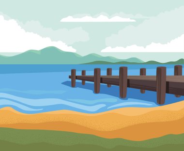 wanderlust landscape with dock scene