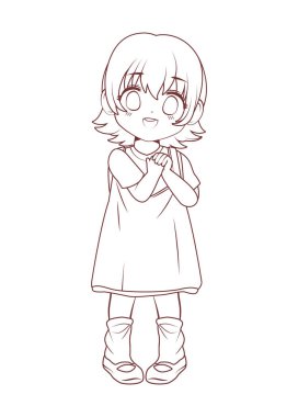 Tatlı kız animasyon stili karakter