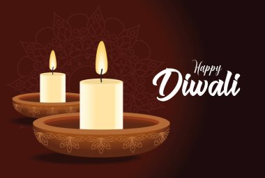 happy diwali candles decorative poster