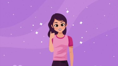 woman with like signal animation ,4k video animated