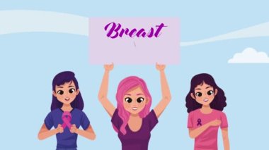 breast cancer awareness month lettering ,4k video animated