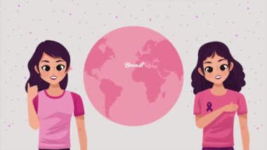 breast cancer awareness month lettering ,4k video animated