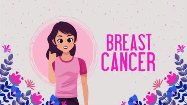breast cancer awareness lettering animation ,4k video animated