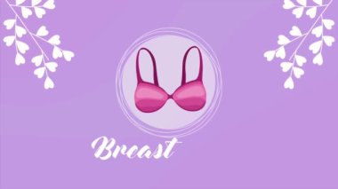 breast cancer awareness lettering animation ,4k video animated