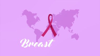 breast cancer awareness month lettering ,4k video animated