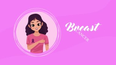 breast cancer awareness month lettering ,4k video animated