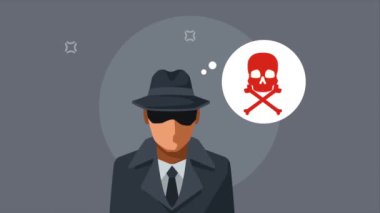 detective with cyber security tech animation ,4k video animated