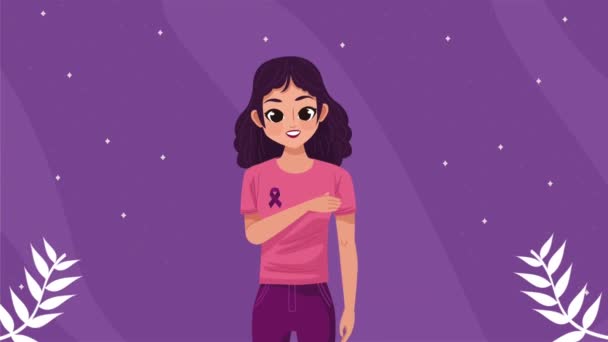 Breast Cancer Animation Woman Video Animated — Video Stock