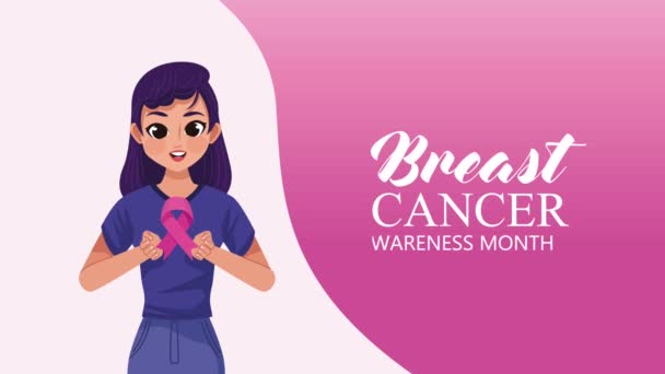 Breast Cancer Awareness Lettering Animation Video Animated — Stok Video