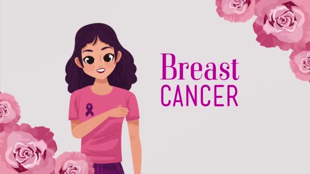 Breast Cancer Awareness Lettering Animation Video Animated — Video Stock