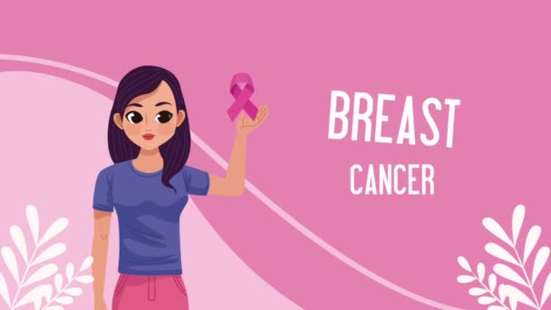 Breast Cancer Awareness Lettering Animation Video Animated — Vídeo de Stock