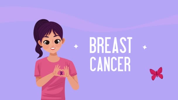 Breast Cancer Awareness Lettering Animation Video Animated — ストック動画
