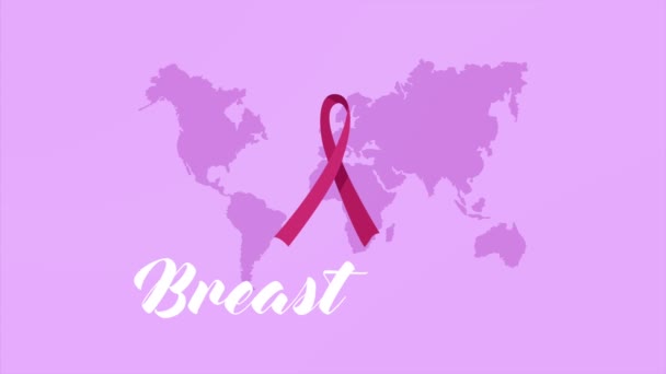 Breast Cancer Awareness Month Lettering Video Animated — 图库视频影像