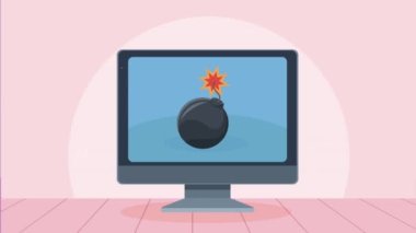 desktop cyber security tech animation,4k video animated