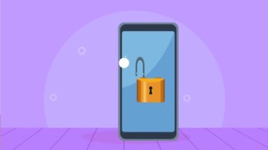 cyber security tech in smartphone animation ,4k video animated