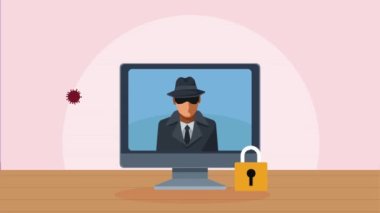 desktop cyber security tech animation,4k video animated