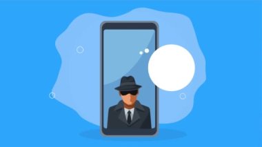 smartphone with cyber security tech animation ,4k video animated