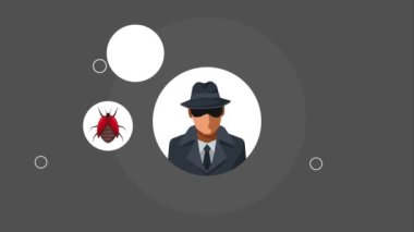 detective with cyber security tech animation ,4k video animated