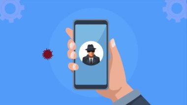 smartphone with cyber security tech animation ,4k video animated