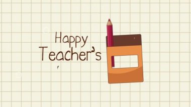 happy teachers day lettering with colors ,4k video animated