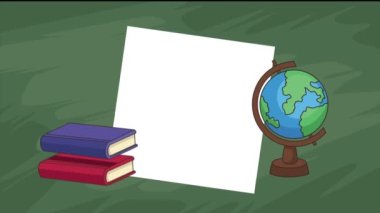 books and earth map educative animation ,4k video animated