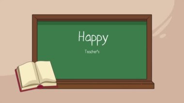 Mutlu öğretmenler günü karatahta harfleri, 4k video animasyonu