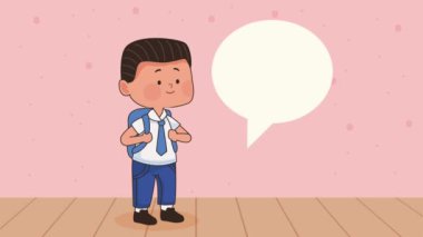little student boy character animation ,4k video animated