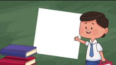 little student boy character animation ,4k video animated
