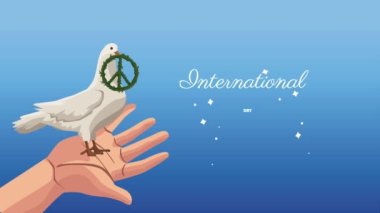 peace day international celebration lettering ,4k video animated