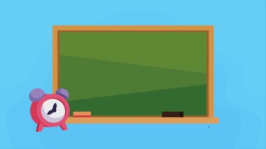 school supplies with chalkboard animation ,4k video animated