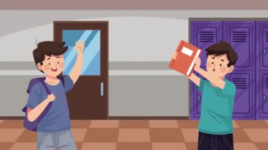 young students boys characters animation ,4k video animated