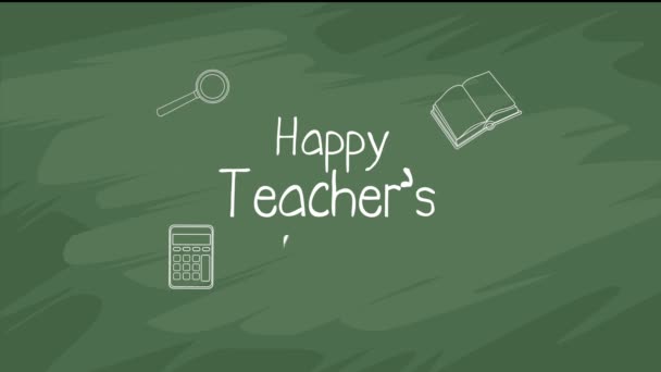 Heureux Enseignants Jour Lettrage Tableau Vidéo Animée — Video