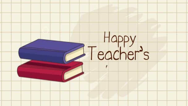 Happy Teachers Day Lettering Books Video Animated — Vídeo de Stock