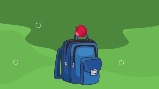 Schoolbag Colors Pencils Animation Video Animated — ストック動画