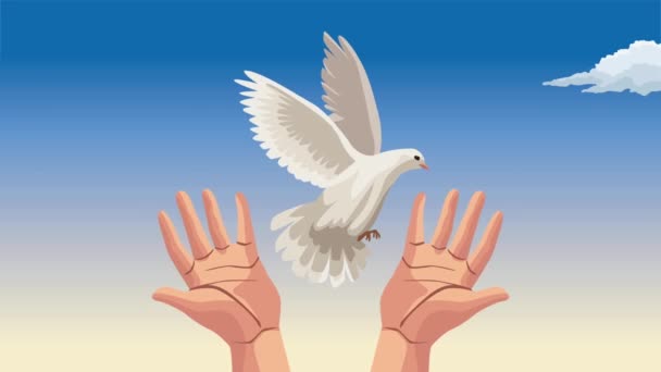 Güvercin Uçuşuyla Uluslararası Barış Günü Animasyonu Video Animasyonu — Stok video