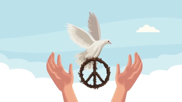 International Peace Day Animation Dove Video Animated — Stock video