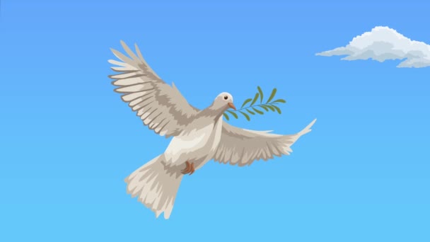 Güvercin Uçuşuyla Uluslararası Barış Günü Animasyonu Video Animasyonu — Stok video