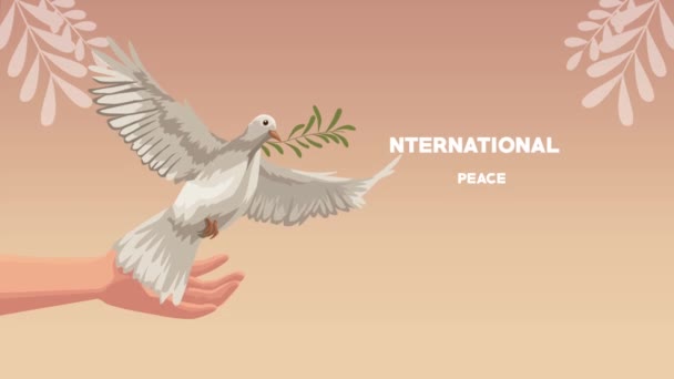 Peace Day International Lettering Animation Video Animated — Stock video