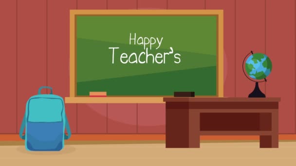 Happy Teachers Day Lettering Classroom Video Animated — Stock video